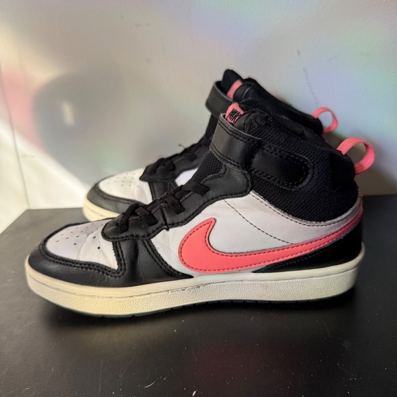 Nike Girls Court Borough Size 2Y Shoes Black White Pink Sneakers CD7783-005 - Picture 6 of 10